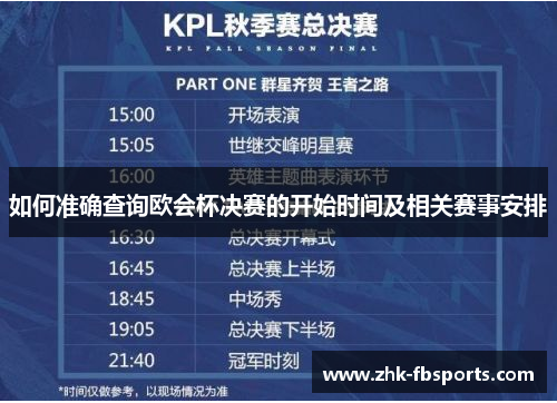 如何准确查询欧会杯决赛的开始时间及相关赛事安排